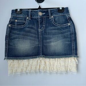 Wrangler Premium Patch Denim Mini Skirt